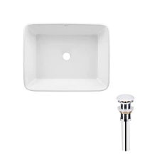 Комплект Qtap Tern: Раковина накладная прямоугольная 480х370х135 мм White + Донный клапан PU02