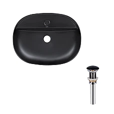 Умивальник накладний Qtap Scorpio 50x38 з донним клапаном PU03 чорний матовий