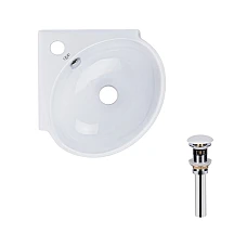 Умивальник підвісний кутовий 38x36 Qtap Leo N з донним клапаном PU02O