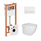 Комплект інсталяції Qtap Nest 4в1 з підвісним унітазом Robin з кнопкою змиву (QT13332381AW47505)