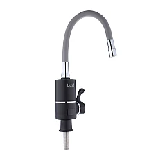 Проточний кран-водонагрівач з гнучким виливом для кухні Lidz Warm 064 LDWAR064GRE49094 Black/Grey
