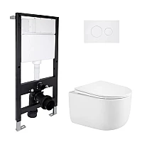 Готове рішення Qtap для ванної кімнати: підвісний унітаз Taurus Ultra Quiet 485x360x350 + комплект інсталяції Standard (кругла клавіша White)