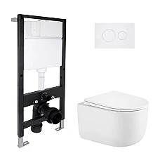 Готове рішення Qtap для ванної кімнати: підвісний унітаз Taurus Ultra Quiet 485x360x350 + комплект інсталяції Standard (кругла клавіша White)