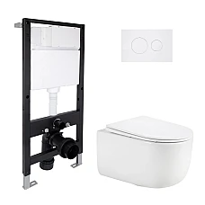 Готове рішення Qtap для ванної кімнати: підвісний унітаз Taurus Ultra Quiet 515x360x350 + комплект інсталяції Standard (кругла клавіша White)