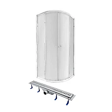 Душова кабіна Qtap PRESTO CRM1099AP5 90x90 скло Pear з лінійний трапом QT Dry FA304-700