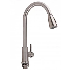 Змішувач для кухні Lidz Aria 015FL з висувним виливом LDARI015FLNKS34945 нікель