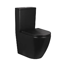 Чорний унітаз-компакт Q-tap Robin QT13222141ARMB безобідковий з сидінням