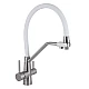 Змішувач для кухні Lidz Aria 020F3 з гнучким виливом з підключенням для питної води LDARI020F3WNK39480 білий/нікель