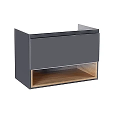 Тумба подвесная Qtap Robin 70х45 QT1374TPВ7002GWO графит/белый дуб