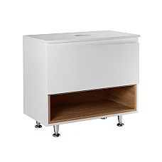 Тумба напольная Qtap Robin 80х47 со столешницей QT1380TNН8001WWO белый/белый дуб