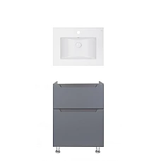 Тумба підлогова Qtap Scorpio 60х46 з умивальником Albatross E QT71SC44011 графіт