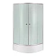 Lidz Latwa SC90x90.SAT.MID.FR Душевая кабина полукруглая, стекло Frost 4 мм + Lidz Душевой поддон KAPIELKA ST90x90x26, с панелью