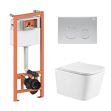 Комплект інсталяції 4в1 Nest Qtap з унітазом підвісним Crow Ultra Quiet QT05335171W з кнопкою