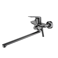 Смеситель для ванны Qtap Vlasta New с длинным поворотным изливом (c душевым гарнитуром) QTVLA260GMB45645 Gunmetal Black PVD