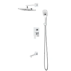 Душова система прихованого монтажу на три споживача Qtap Gemini QTGEM114CRM45702 хром