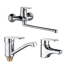 Набор смесителей 3в1 Lidz Tani (001F1+0052+003M) хром