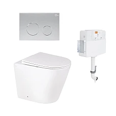Комплект інсталяції 2в1 Qtap Nest з унітазом підлоговим Swan Rimless QT16223178W з кнопкою (QT16223178W46063)