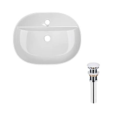 Умивальник накладний Qtap Scorpio 50x38 з донним клапаном PU02 білий