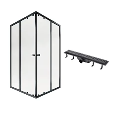 Душова кабіна Qtap Pisces 109-11SC5 квадрат 109x90 Clear з лінійним трапом QT Dry PISBLA10911SC547356