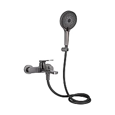 Змішувач для ванни Qtap Slavonice (з душовим гарнітуром) QTSLV259GMB48035 Gunmetal Black PVD