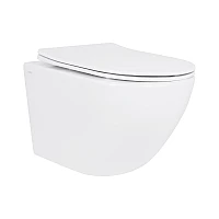 Унітаз підвісний Jay Rimless 485×360×320 мм, White, з сидінням Slim Duroplast/ Soft-close/ Quick Relase QT07335177RW Qtap
