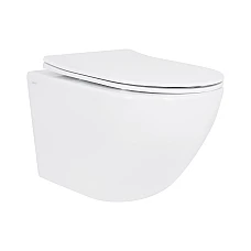 Унітаз підвісний Jay Rimless 485×360×320 мм, White, з сидінням Slim Duroplast/ Soft-close/ Quick Relase QT07335177RW Qtap