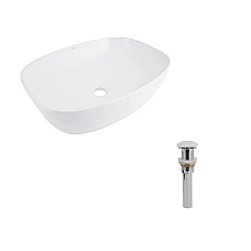 Комплект Qtap Cardinal: Раковина накладна 500×380×140 мм, White, овальна + Донний клапан Pop-up PU02