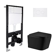 Готове рішення Qtap для ванної кімнати: підвісний унітаз Crow Ultra Quiet 485x340x290 + комплект інсталяції Standard (кругла клавіша White)