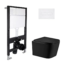Готове рішення Qtap для ванної кімнати: підвісний унітаз Crow Ultra Quiet 485x340x290 + комплект інсталяції Standard (лінійна клавіша White)