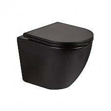 Чорний унітаз підвісний Q-tap Robin (QT13332141ERMB) безобідковий з сидінням