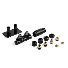 Комплект термостатичних вентилів Terma Twins TGETTWINPK9M5, правий, чорний мат