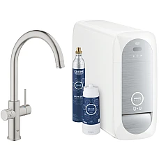 Смеситель для кухни со стартовым пакетом GROHE Blue Home 31455DC1 сталь