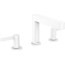 Смеситель для умывальника на 3 отверстия с донным клапаном push-open Matt White HANSGROHE Finoris 110 76033700