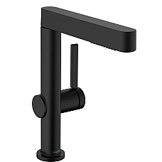 Змішувач для умивальника з поворотним висувним носиком 2JET і донним клапаном push-open Matt Black HANSGROHE Finoris 230 76063670