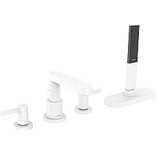 Змішувач врізний на край ванни 4 отв з sBox Matt White HANSGROHE Finoris 76444700