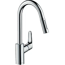 Смеситель для кухни с выдвижным изливом Sbox HANSGROHE Focus 240 2jet 73880000