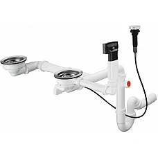 Сифон D17-11 Automatic с переливом для мойки из композита на две чаши Hansgrohe 43938000