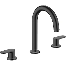 Змішувач для умивальника на 3 отвори з донним клапаном pop-up Matt Black HANSGROHE Vernis Blend 71553670