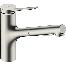 Змішувач кухонний з витяжним виливом sBox Lite Stainless Steel Finish HANSGROHE Zesis M33 150 2jet 74803800
