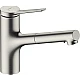 Змішувач кухонний з витяжним виливом sBox Lite Stainless Steel Finish HANSGROHE Zesis M33 150 2jet 74803800