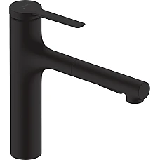 Смеситель кухонный с вытяжным изливом sBox Lite Matt Black HANSGROHE Zesis M33 160 2jet 74804670