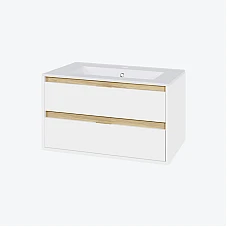 Шкафчик подвесной с раковиной AS Excellent Tuto 80 белый глянец/дуб