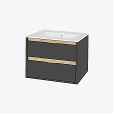 Шкафчик подвесной с раковиной AS Excellent Tuto 60 серый/дуб (2 шухляды)