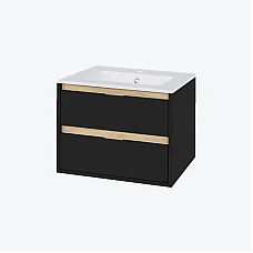 Шафка підвісна з раковиною AS Excellent Tuto 60 чорний матовий/дуб