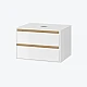 Шкафчик подвесной под раковину со столешницей Excellent Tuto 80 белый глянец/дуб (2 шухляды)