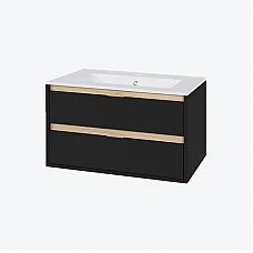 Шафка підвісна з раковиною AS Excellent Tuto 80 чорний матовий/дуб