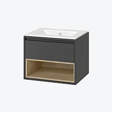 Шкафчик подвесной с раковиной AS Excellent Tuto 60 серый/дуб