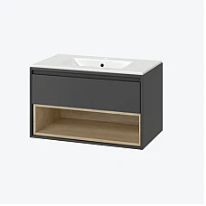 Шкафчик подвесной с раковиной AS Excellent Tuto 80 серый/дуб