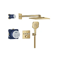 Прихована душова система GROHE Grohtherm SmartControl з Rainshower SmartActive 310 Cube, золото глянцеве, 34864GL0