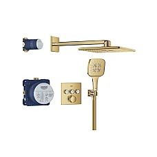 Скрытая душевая система GROHE Grohtherm SmartControl из Rainshower SmartActive 310 Cube, золото глянцевое, 34864GL0